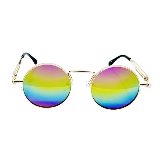 Freaky Glasses de soleil hippie rondes - Lunettes festival - Lunettes - Lunettes miroir arc-en-ciel - Hommes - Femmes - Plastique - multicolore