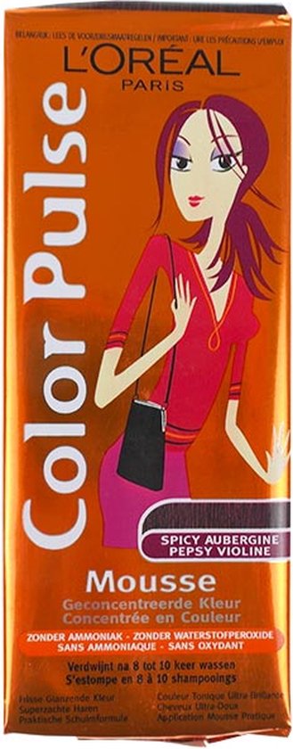 Haarverf - L'OREAL Paris - Mousse - Spicy Aubergine - 8 tot 10 Wasbeurten - Color Pulse - Geconcentreerde Kleur - 50 ml