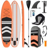 LifeGoods PaddlePro SUP Board - met Zitje - Opblaasbaar Paddle Board - Complete Set - Max. 135KG - 320x81cm - Oranje