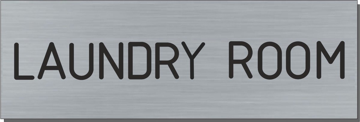 Doorsign - doorplate - deurbord - Laundry room - rectangle - stainless steel look - 5 x 15 cm