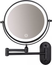 Make-up spiegel wand 10x vergrotend met dimbare LED verlichting mat zwart