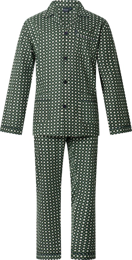 LANBAOSI Herenpyjamasets met lange mouwen, geruite loungekledingset, flanellen pyjama, geruite top en broek, 2-delige winterkatoenen nachtkleding, M