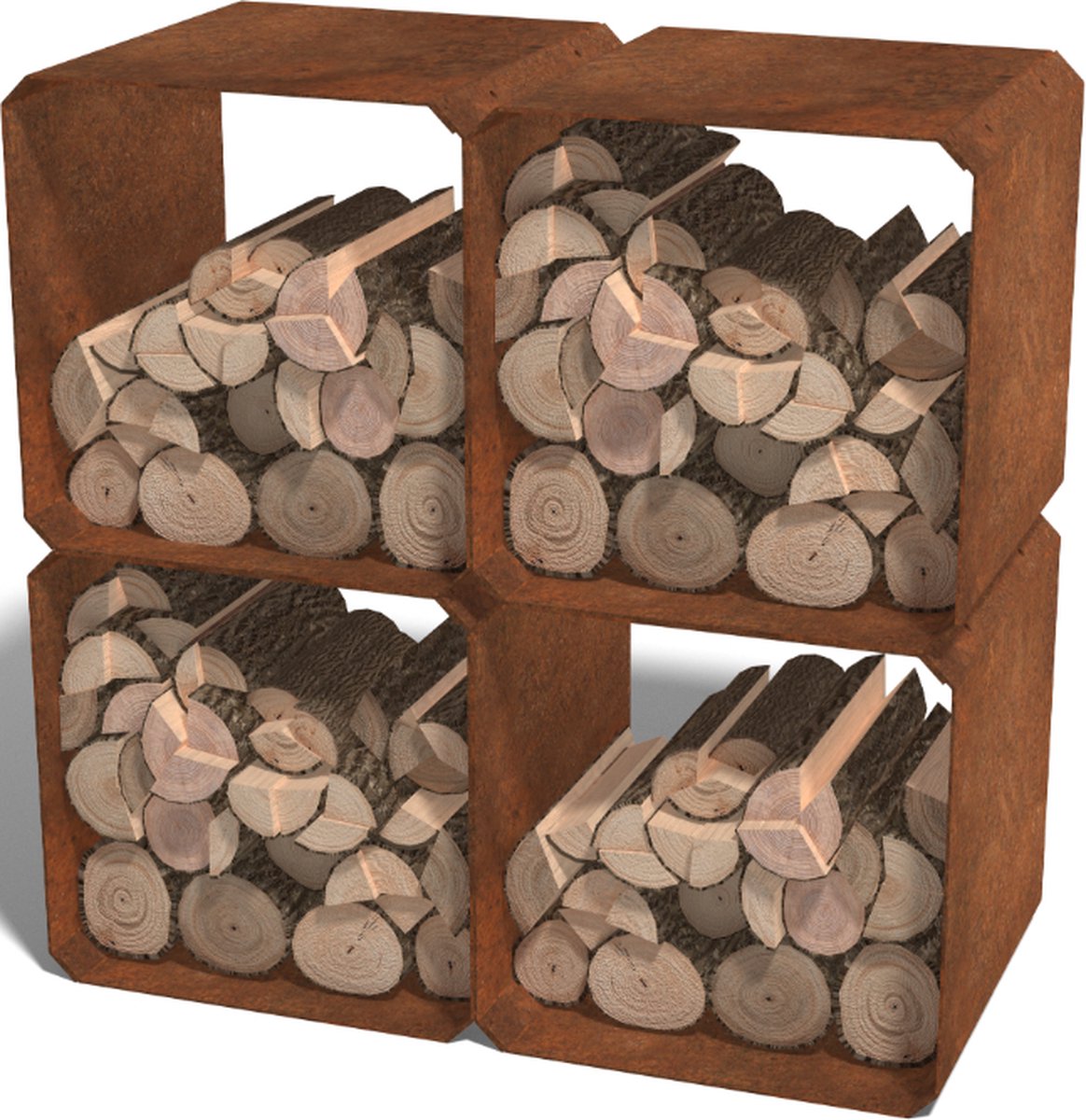 Cortenstaal houtopslag - Colorado stuks - 80x40x80cm - Roestkleur - MySteel