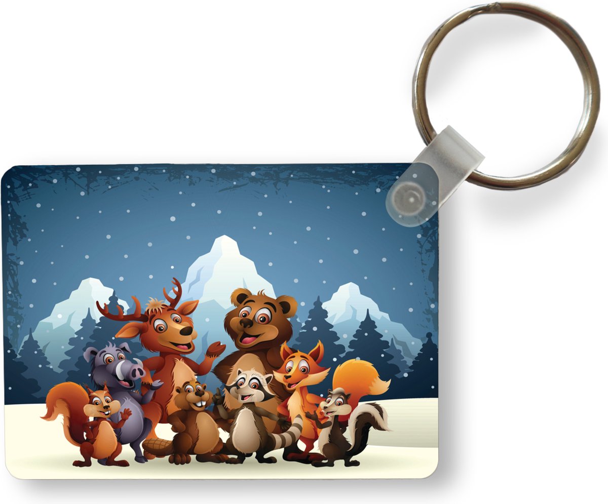 Sleutelhanger - Illustratie - Sneeuw - Wilde dieren - Meiden - Jongens - Baby - Uitdeelcadeautjes - Plastic