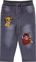 Grijze jeans/spijkerbroek met elastiek, zakken en afbeeldingen - Timon en Pumbaa DISNEY / 86