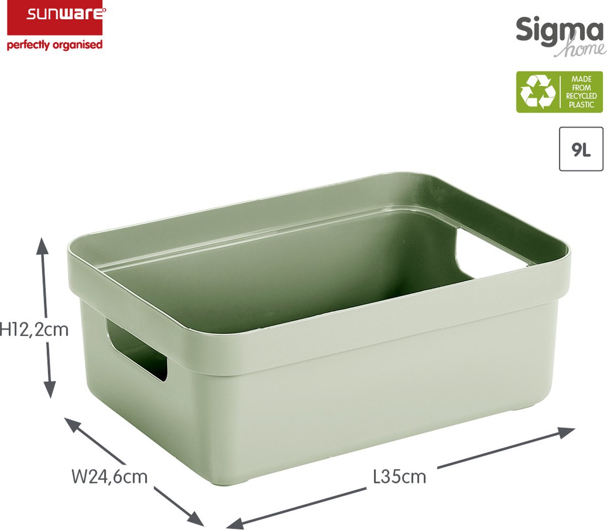 Sunware - Sigma home opbergbox 9L groen - 35 x 24,6 x 12,2 cm