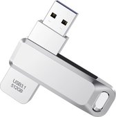 LUXWALLET PD7 - Clé USB en métal 512 Go USB 3.1 Gen1 - Mémoire - Stockage - USB 3.0 - Rotation à 360 degrés - 5 Gbps - Convient pour Windows/MAC/Linux - Argent