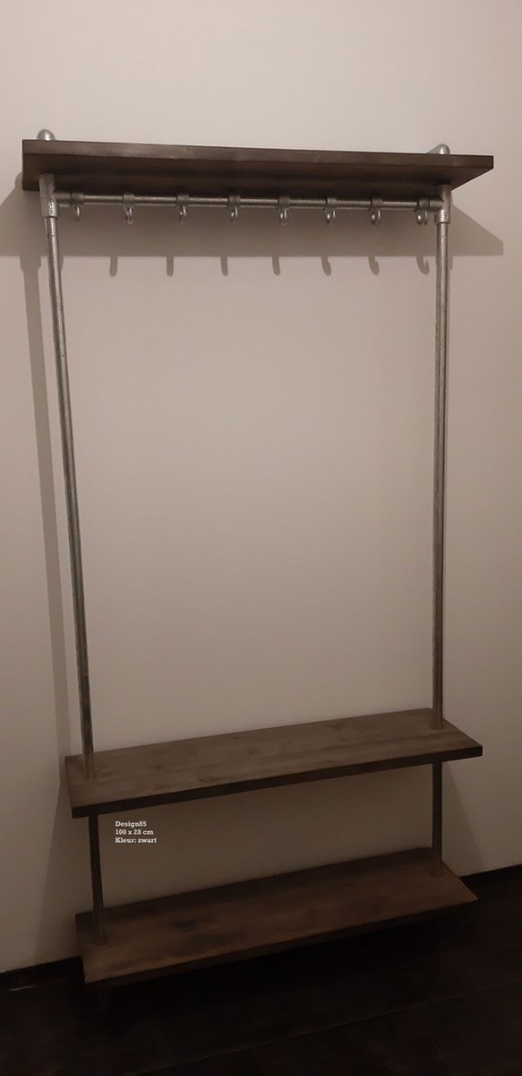 Design85 wandkapstok kordaat 100x28x205cm (bxdxh) zwarte wax