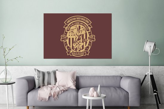 Décoration murale Métal - Aluminium Peinture Industriel - Mancave - Sport - Musculation - Drapeau - Vintage - 180x120 cm - Dibond - Photo sur aluminium - Décoration murale industrielle - Pour le salon / chambre