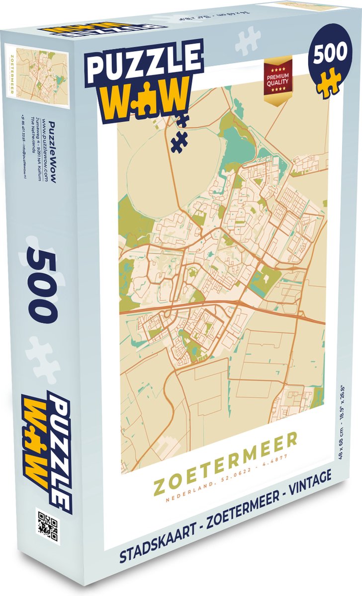 Puzzel Stadskaart - Zoetermeer - Vintage - Legpuzzel - Puzzel 500 stukjes - Plattegrond