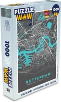 Puzzel Stadskaart - Rotterdam - Grijs - Blauw - Legpuzzel - Puzzel 1000 stukjes volwassenen - Plattegrond