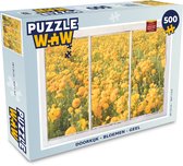 Puzzel Doorkijk - Bloemen - Geel - Legpuzzel - Puzzel 500 stukjes