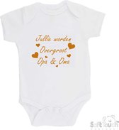 100% katoenen Romper "Jullie worden overgroot opa & oma" Unisex Katoen Wit/tan Maat 56/62 Zwangerschap aankondigen - Bekendmaking zwangerschap - Zwangerschapsaankondiging