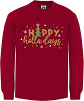 Kerst sweater - HAPPY HOLLA DAYS - kersttrui - ROOD - Medium - Unisex