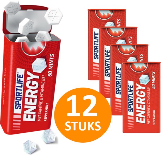 Sportlife Boost Energy Mints 12 blikjes à 35g Mintjes met pepermunt