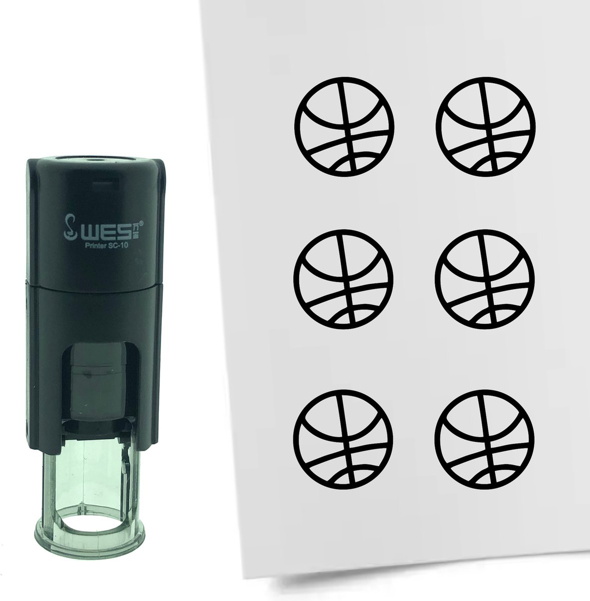 CombiCraft Stempel Basketbal 10mm rond - zwarte inkt