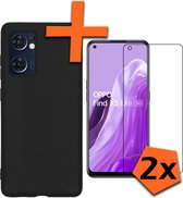 Hoesje Geschikt voor OPPO Find X5 Lite Hoesje Siliconen Cover Case Met 2x Screenprotector - Hoes Geschikt voor OPPO X5 Lite Hoes Back Case - Zwart