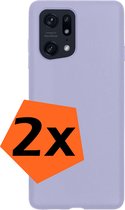Hoesje Geschikt voor OPPO Find X5 Pro Hoesje Siliconen Cover Case - Hoes Geschikt voor OPPO X5 Pro Hoes Back Case - 2-PACK - Lila