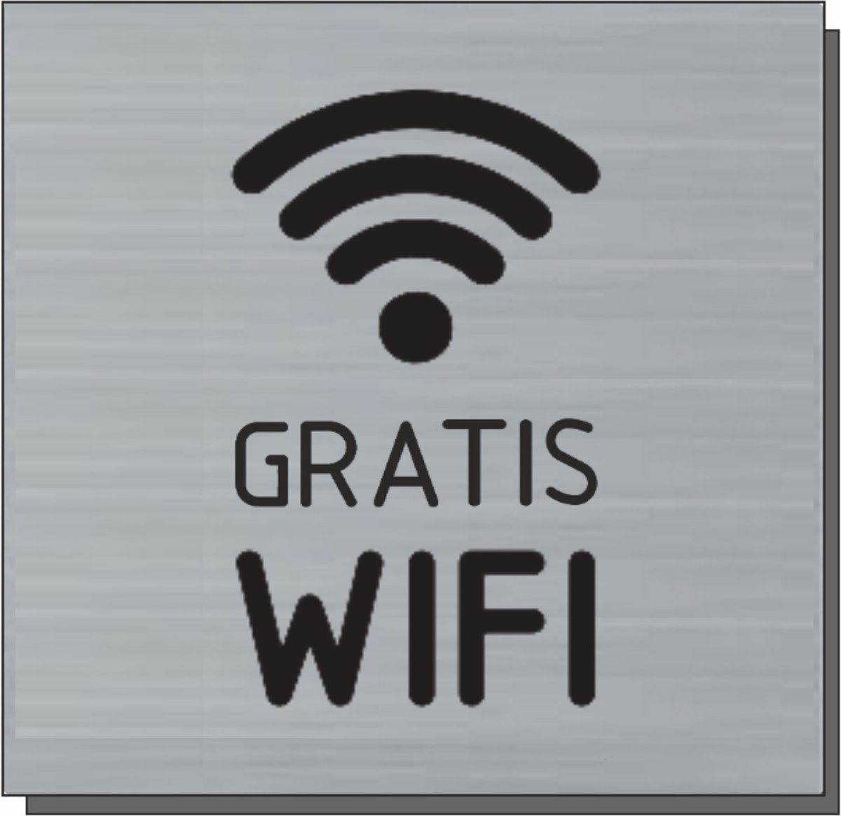 Deurbordje - bordje - Gratis WiFi - vierkant met RVS look