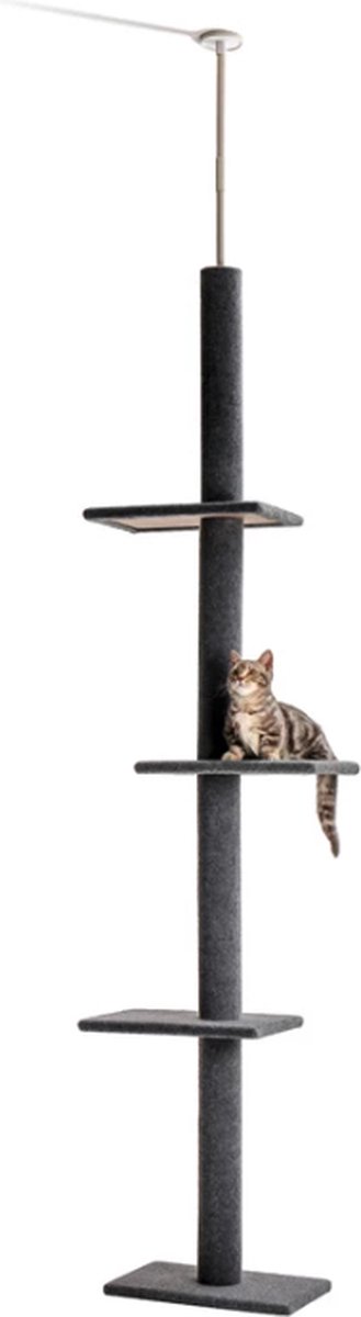 Colony Group - In hoogte verstelbaar - Wolkenkrabber - Kattenkrabpaal - Krabpaal voor katten - Kattenspeeltjes - Hoge kattenkrabpaal - Katten - Grijs - 40x30x (230–260) cm