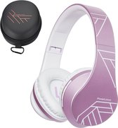 Écouteurs supra- Ear sans fil PowerLocus P2 - Bluetooth 5.0 - Bass profondes - 20 heures de lecture - Sac de rangement - [Mise à niveau Wit/violet]