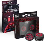 ProFPS Duo Pack pour PlayStation 4 (PS4) - Accessoires de jeu - Câble de charge pour manette Micro USB - Performance Thumbsticks Concave