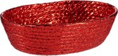 Krist+ mandje - metallic rood - 24 x 19 x 8 cm - zeegras - opbergmandje/broodmandje