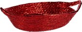 Krist+ mandje - metallic rood - 26 x 22 x 8 cm - zeegras - opbergmandje/broodmandje