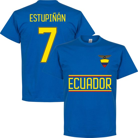 Ecuador Estupiñán 7 Team T-shirt - Blauw - XXL