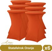 Alora Statafelrok oranje 80 cm per 6 - Alora tafelrok voor statafel - Statafelhoes - Bruiloft - Cocktailparty - Stretch Rok - Set van 6
