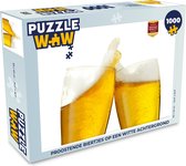 Puzzel Proostende biertjes op een witte achtergrond - Legpuzzel - Puzzel 1000 stukjes volwassenen