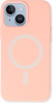 Casemania Hoesje Geschikt voor Apple iPhone 13 Roze - Magnetische Siliconen Back Cover