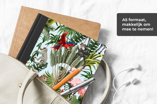 Carnet - Carnet - Jungle - Animaux - Filles - Enfants - Garçons - Flamingo - Perroquet - Carnet - Format A5 - Bloc-notes
