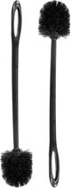 WC-/toiletborstel - 2x stuks - zwart - kunststof - 46 cm