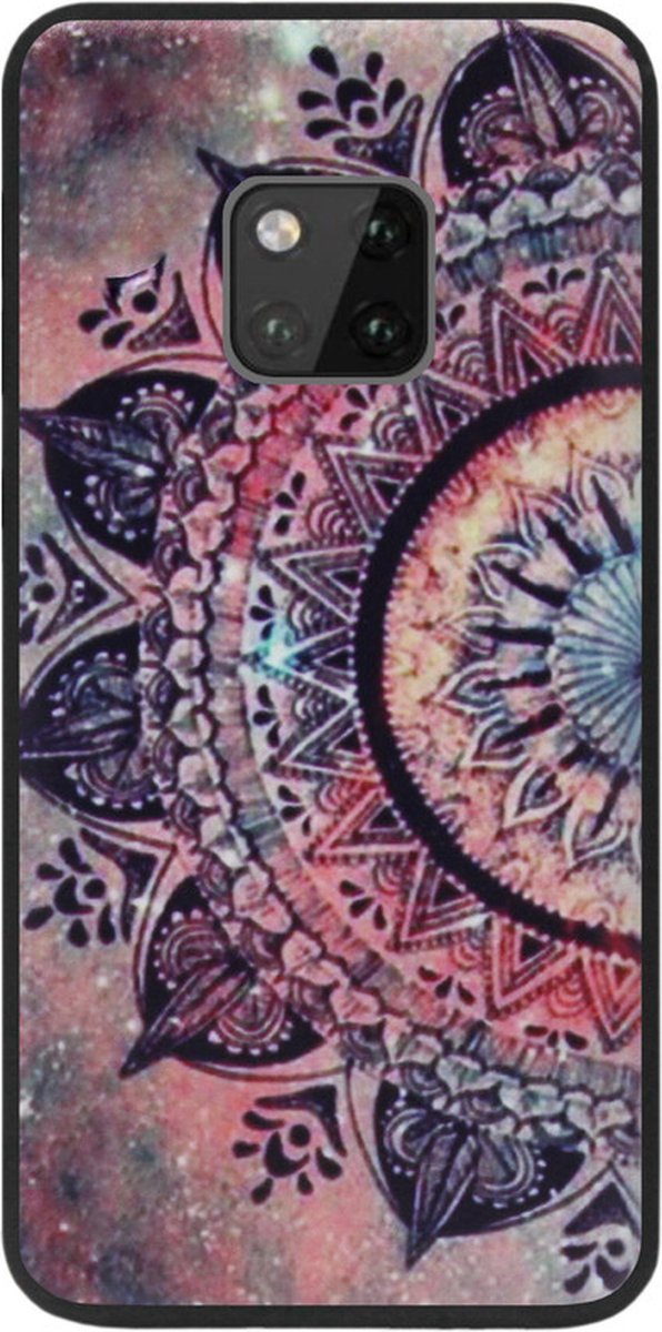 ADEL Siliconen Back Cover Softcase Hoesje Geschikt voor Huawei Mate 20 Pro - Mandala Bloemen Rood