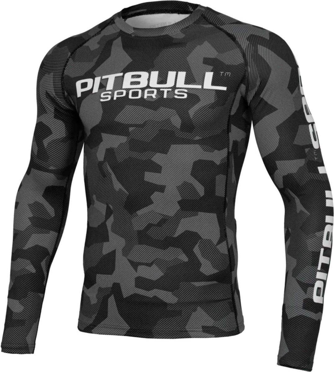 Pit Bull - Dillard Camo - Rashguard Long Sleeve - Compressie shirt lange mouwen - Grijs - Maat M