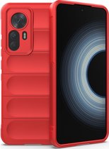 Mobigear Hoesje geschikt voor Xiaomi 12T Telefoonhoesje Flexibel TPU | Mobigear Bumpy Backcover | 12T Case | Back Cover - Rood