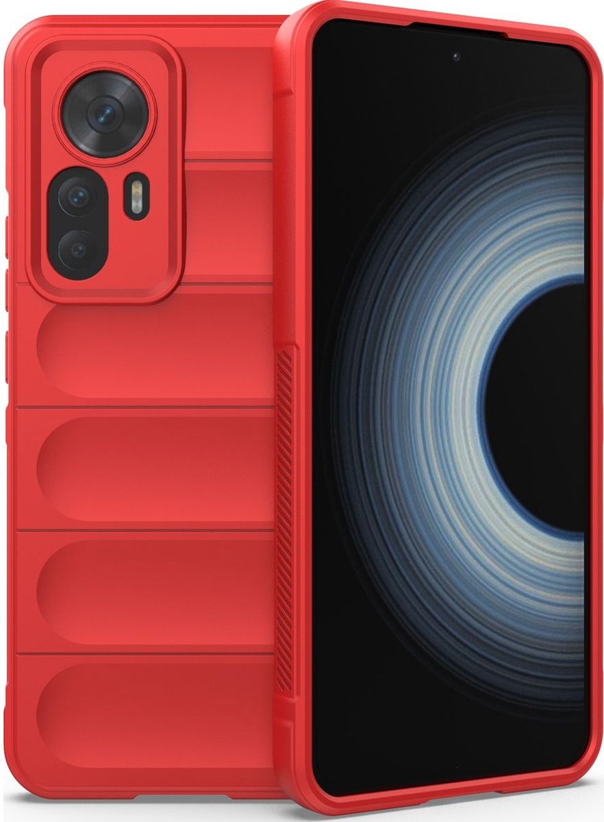 Mobigear Hoesje geschikt voor Xiaomi 12T Telefoonhoesje Flexibel TPU | Mobigear Bumpy Backcover | 12T Case | Back Cover - Rood