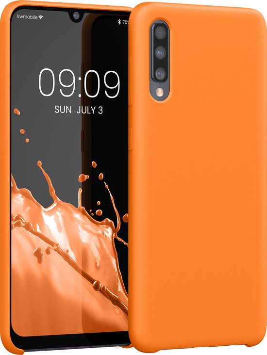 coque kwmobile pour Samsung Galaxy A50 - Coque avec revêtement en silicone - Coque pour smartphone en orange fruité