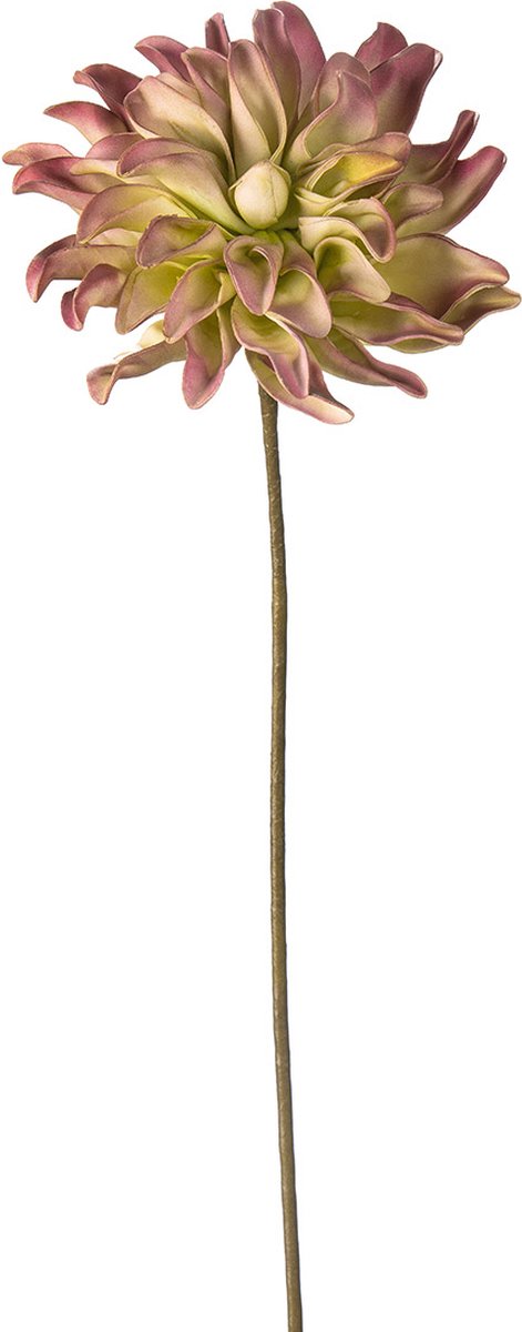 Decoratie kunstbloem dahlia - violet groen - 80 cm hoog