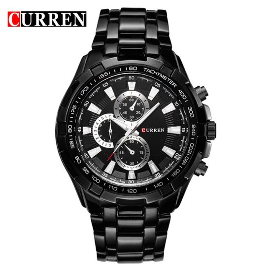 Curren Black Steel - Heren Horloge - Staal - Zwart - 48 mm