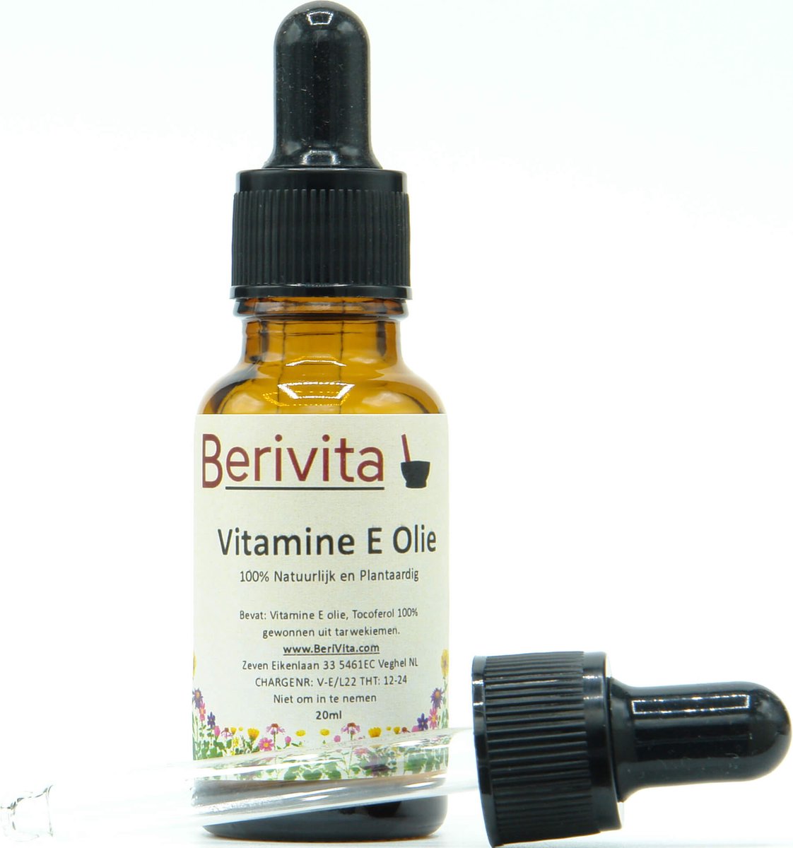 Vitamine E Olie 20ml Pipetfles - Voor Huid en Haar Producten - 100% Natuurlijke Tocoferol - Berivita