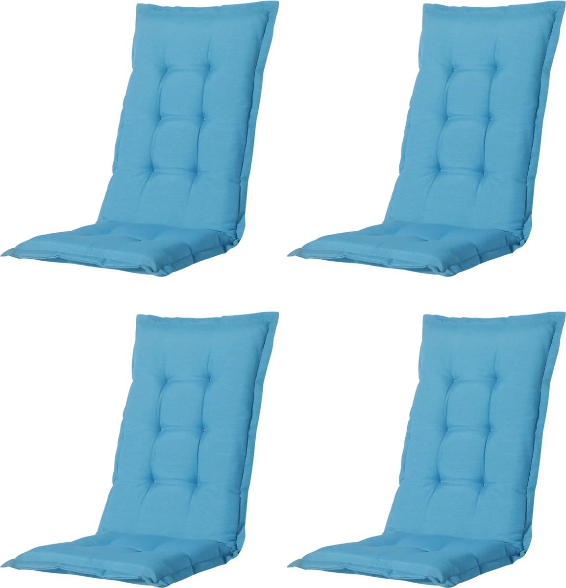 Madison - Tuinkussen - Universeel - Hoge Rug - 4 st. - Panama Aqua - 123x50cm - Blauw - Tuinstoelkussens - Standaardstoel