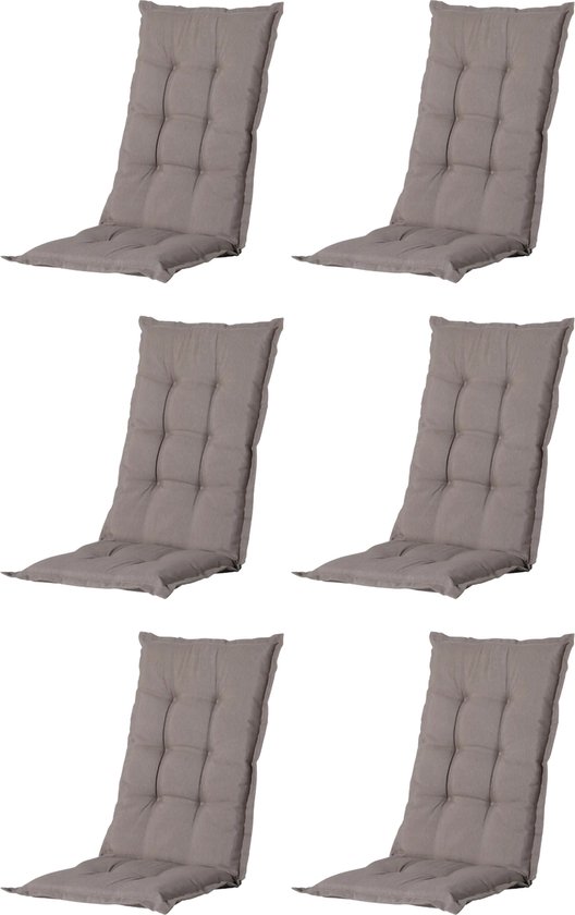 Madison - Coussin de jardin - Universel - Dossier haut - 6 pcs. - Panama Taupe - 123x50cm - Taupe - Coussins de chaise de Coussins de chaise de jardin - Chaise standard