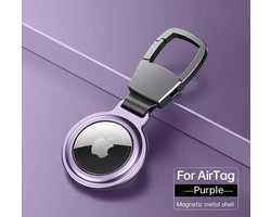 GoGoGadget - Apple AirTag-sleutelhanger met Musketonhaak  Paars- Air Tag Houder - Airtag Case Metaal