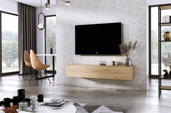Meubel Square - TV meubel DIAMOND - Eiken - 150cm - Hangend TV Kast | bol