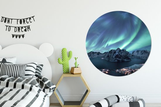 Wall Circle - Wall Circle - Aurores boréales - Vert - Mer - Aluminium - ⌀ 120 cm - Intérieur et Extérieur XXL