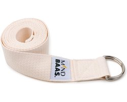 MindBaas - Yoga Riem - Gebroken Wit - 250 cm - Yoga Strap - Yogastrap - Yoga Band - Stretch Riem