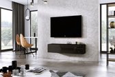 Meubel Square - TV meubel DIAMOND - Zwart / Hoogglans Zwart - 120cm - Hangend TV Kast