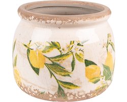 Clayre & Eef Bloempot Ø 12x9 cm Geel Keramiek Citroen